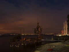 This picture was taken in Friedrichshafen Germany. It shows the sculpture "Klangschiff" built with scrap metal. This picture was taken in Friedrichshafen Germany. It shows the sculpture "Klangschiff" built with scrap metal.